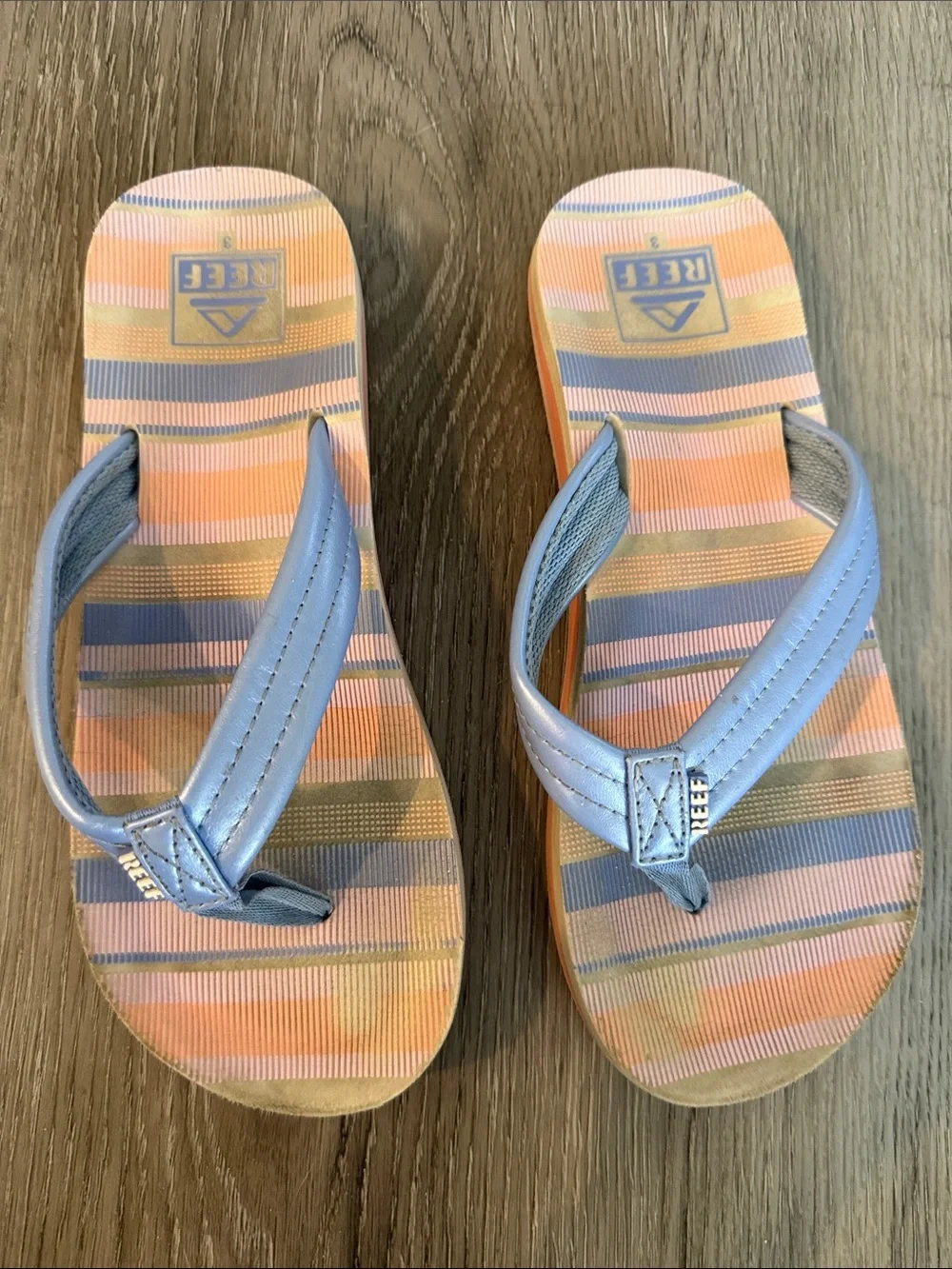 Reef Kids Light Blue Strap Flip-Flops Sandals Shoes Size 3